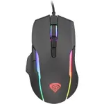 Mouse GENESIS gaming cu fir Gensesis Xenon 220, senzor optic, interfata USB, rezolutie maxima 12800 DPI, numar butoane 7, iluminare RGB, silent switches, maximum frame rate 7 000 FPS, negru