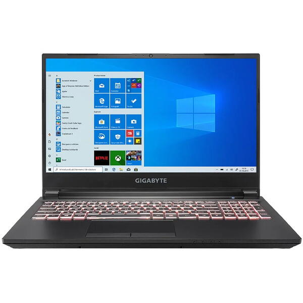 Laptop Gigabyte G5 GD-51EE123SH, Gaming, 15.6inch, Full HD, Intel Core i5-11400H, 16GB RAM, 512GB SSD, NVIDIA GeForce RTX 3050Ti, Windows 10 Home, Negru