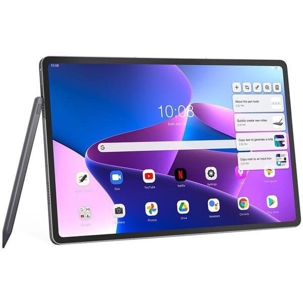 Tableta ab P12 Pro, 12.6 inch Multi-touch 2K AMOLED, Snapdragon 870 5G 3.2GHz, Octa Core, 8GB RAM, 256GB flash, Wi-Fi, Bluetooth, GPS, Android 11, Storm Grey + Lenovo Precision Pen 3