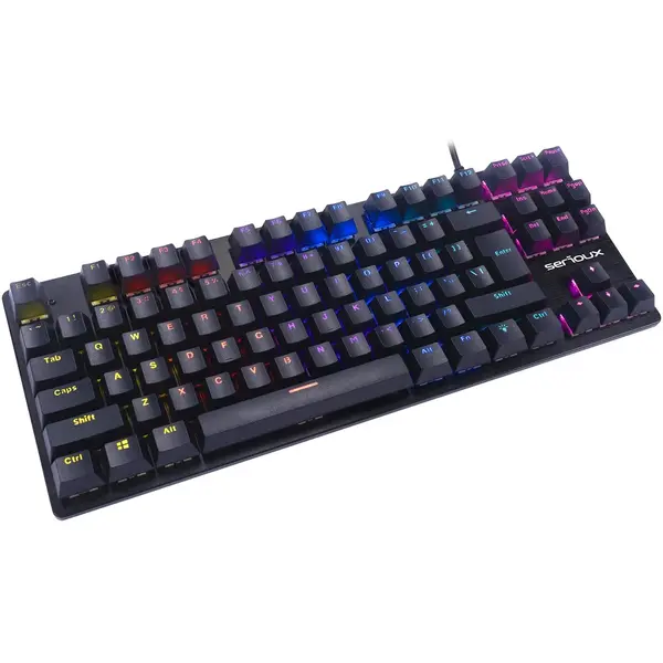 Tastatura Serioux SRXMK-FREYA, gaming mecanica TKL, iluminare rainbow, switch Outemu blue, negru