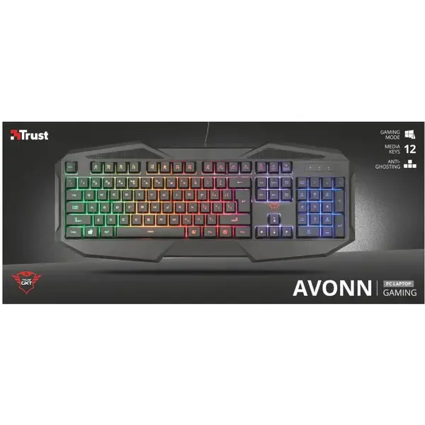 Tastatura Trust TR-21621, gaming GXT 830-RW Avonn, Negru