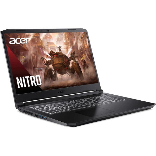 Laptop Acer Gaming Nitro 5 AN517-41, 17.3 inch, Full HD IPS 144Hz, Procesor AMD Ryzen 5 5600H, 16GB DDR4, 1TB SSD, GeForce RTX 3060 6GB, No OS, Shale Black