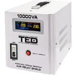  TED Electric Stabilizator retea automat 10000VA 6000W cu Ecran LCD si Sinusoidala Pura cu 2 Iesiri Schuko si Regleta, TED Electric