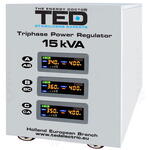  TED Electric Stabilizator trifazat 225V-450V 12KW cu ServoMotor si sinusoidala pura + ecran LCD cu valorile tensiunii, TED Electric TED000101