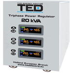  TED Electric Stabilizator trifazat 225V-450V 16KW cu ServoMotor si sinusoidala pura + ecran LCD cu valorile tensiunii, TED Electric TED000118