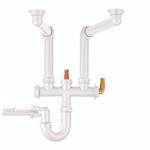  Franke Kit sifon pentru chiuvete cu 1.5 / 2 cuve, alb, Franke 112.0624.484