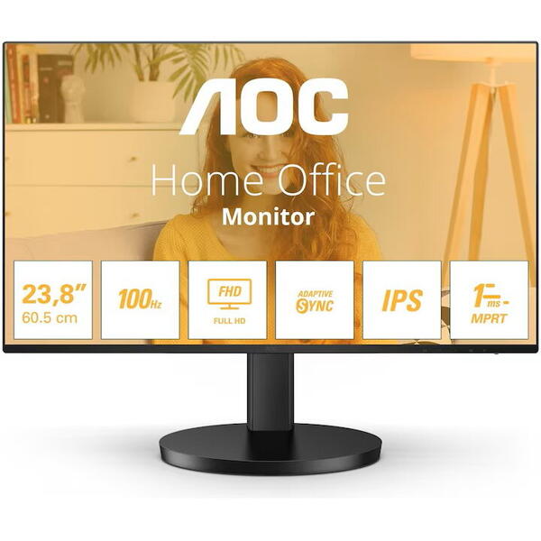 Monitor LED AOC 24B3HA2, 24",Full HD,1 ms, 100 Hz, Adaptive Sync