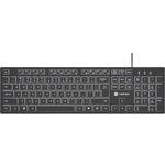 Tastatura Natec Natec cu fir Herring Slim, membrana, iluminare alb taste, lungime cablu 150cm, 105 taste, layout ANSI-ISO, negru